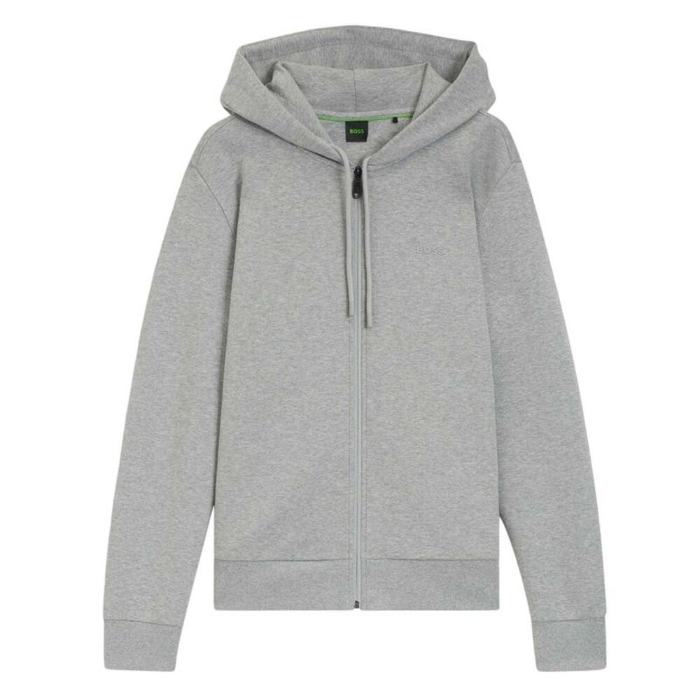 Boss Mens Saggy Logo Full Zip Hoodie / Silver